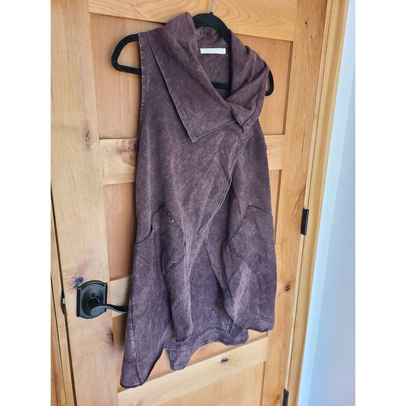 Testimony Los Angeles Lagenlook Sleeveless Cardigan Brown Layered Look SMALL S - Picture 6 of 8